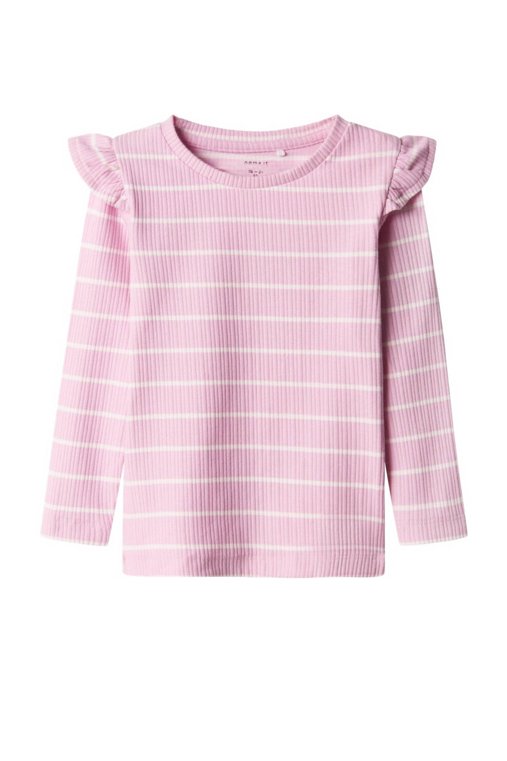 NAME IT gestreepte longsleeve NMFKIANNA roze/ecru