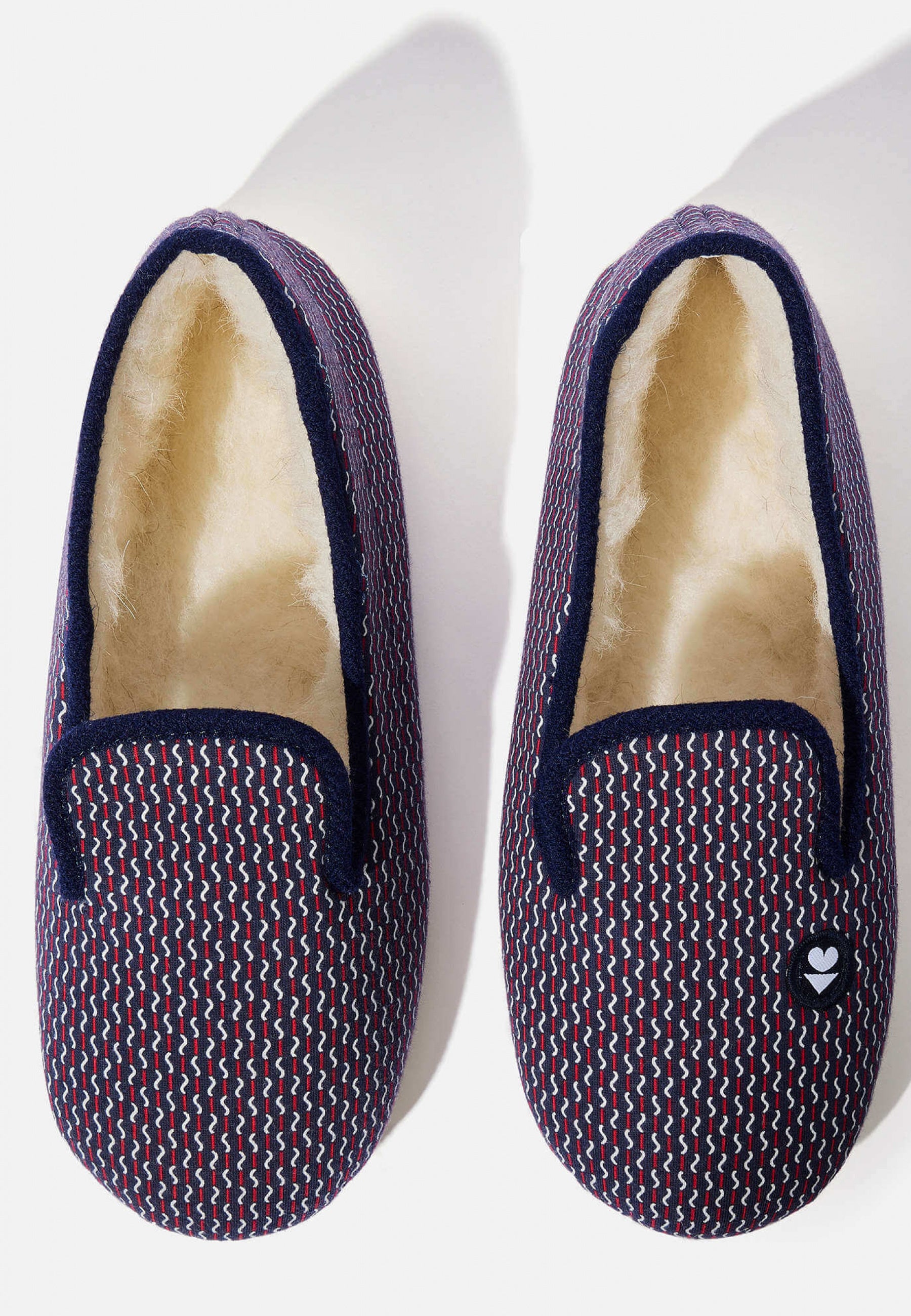 Chaussons d'intérieur en laine-Pantoufles Zig Zag