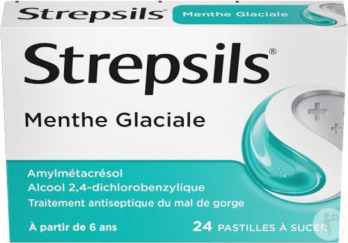 Strepsils Menthe Glaciale Sans Sucre Traitement Antiseptique Du Mal De Gorge 24 Pastilles À Sucer