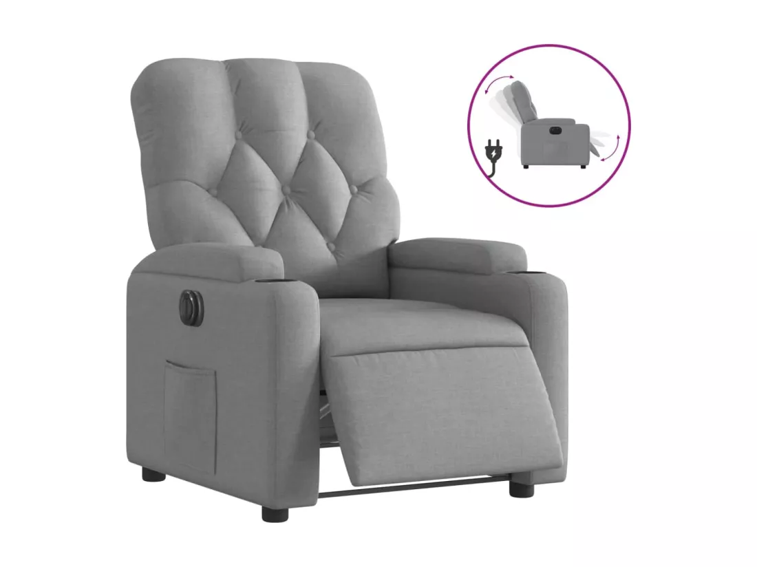Fauteuil inclinable électrique Gris clair Tissu