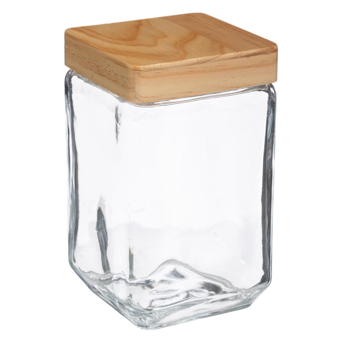 BOCAL CARRE VERRE ET PIN 1.7L