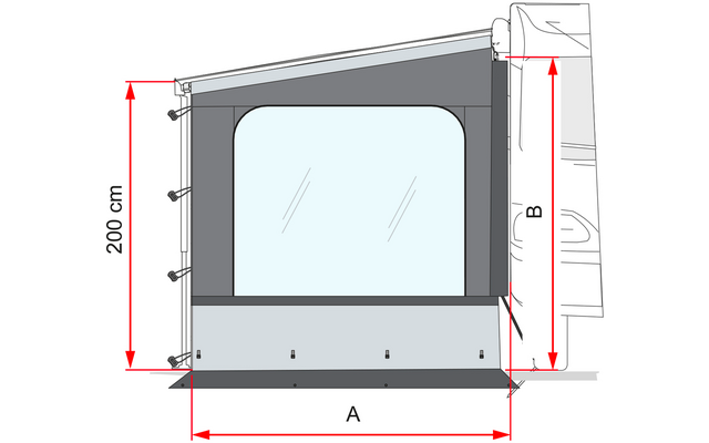 Fiamma Side W Pro Seitenteil / Seitlicher Abschluss für Markise Höhe 180–200 cm