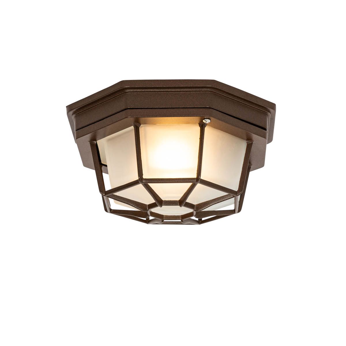 Landelijke plafondlamp roestbruin 21,3 cm IP44 - Bri