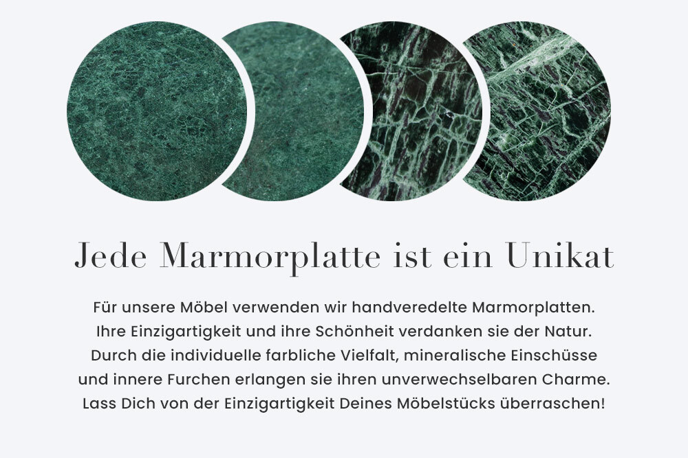 Handgearbeiteter Beistelltisch NOBLE I 35cm grün Marmor abnehmbare Tischplatte rund