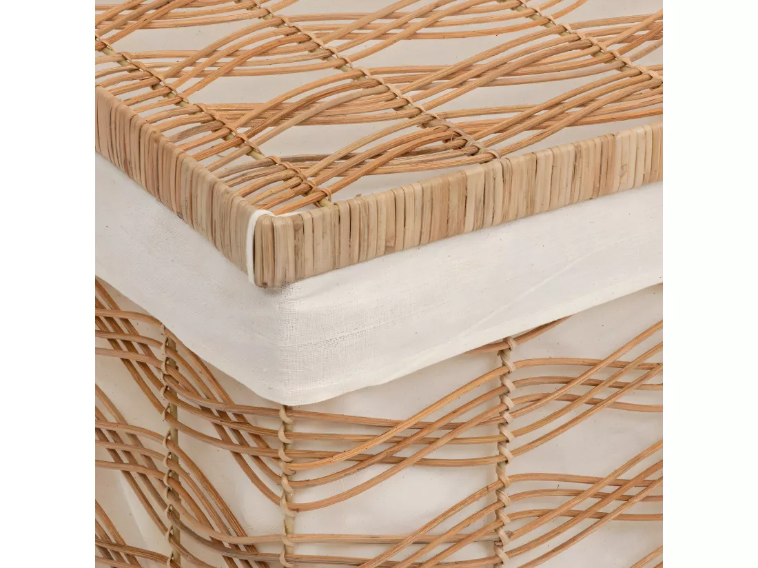 Set de 3 Malles de rangement en Fer et Rotin L 59 L 55 et L 50 cm