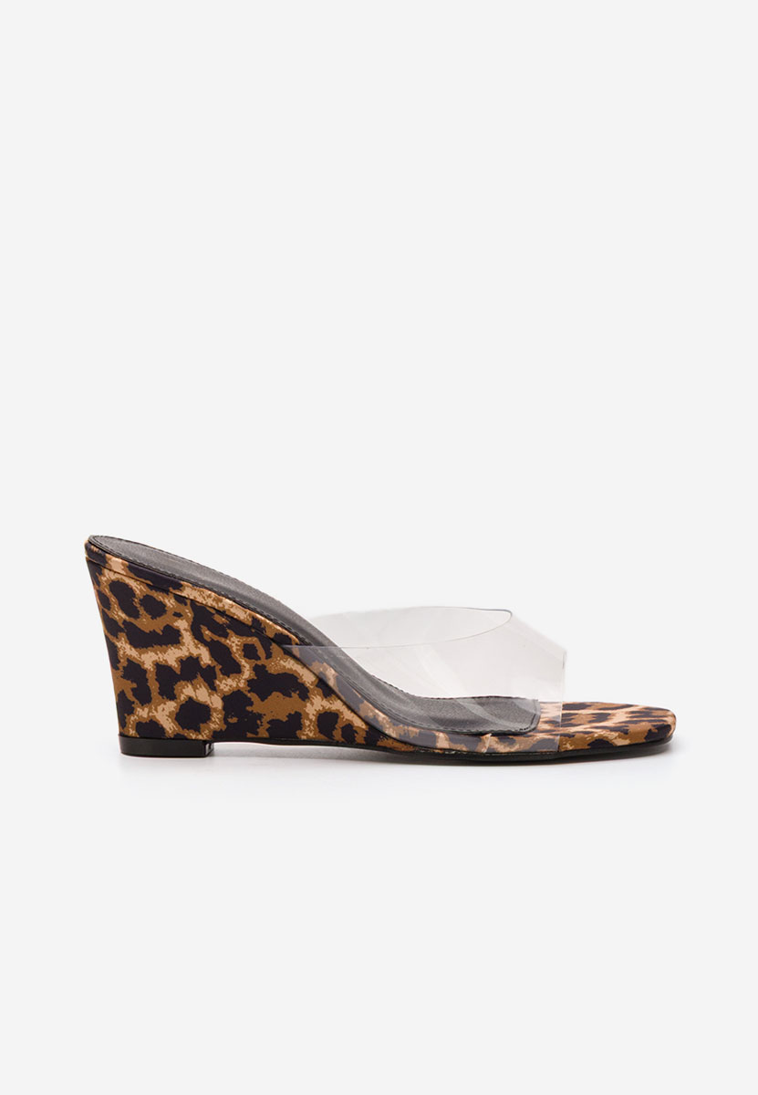 Mules compensées femme leopard Glorya