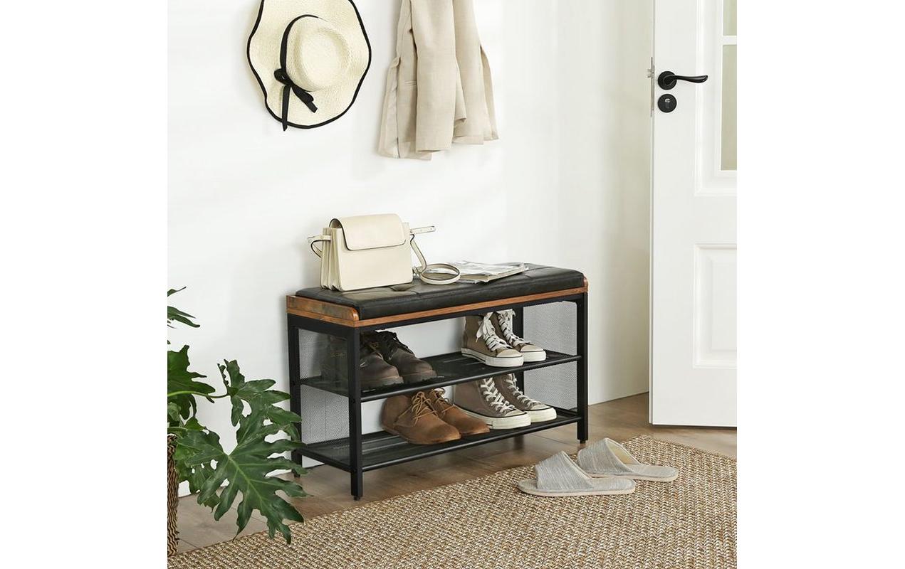 Schuhregal mit Sitzpolster 80 x 48 cm, Braun/SchwarzSchuhgestell
