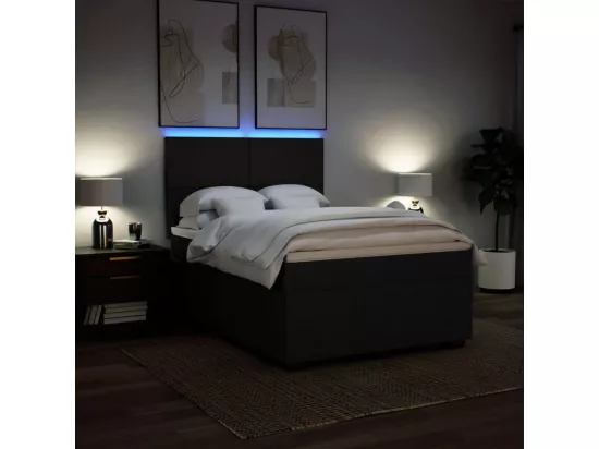 Sommier à lattes de lit avec matelas Noir 140x190 cm Tissu
