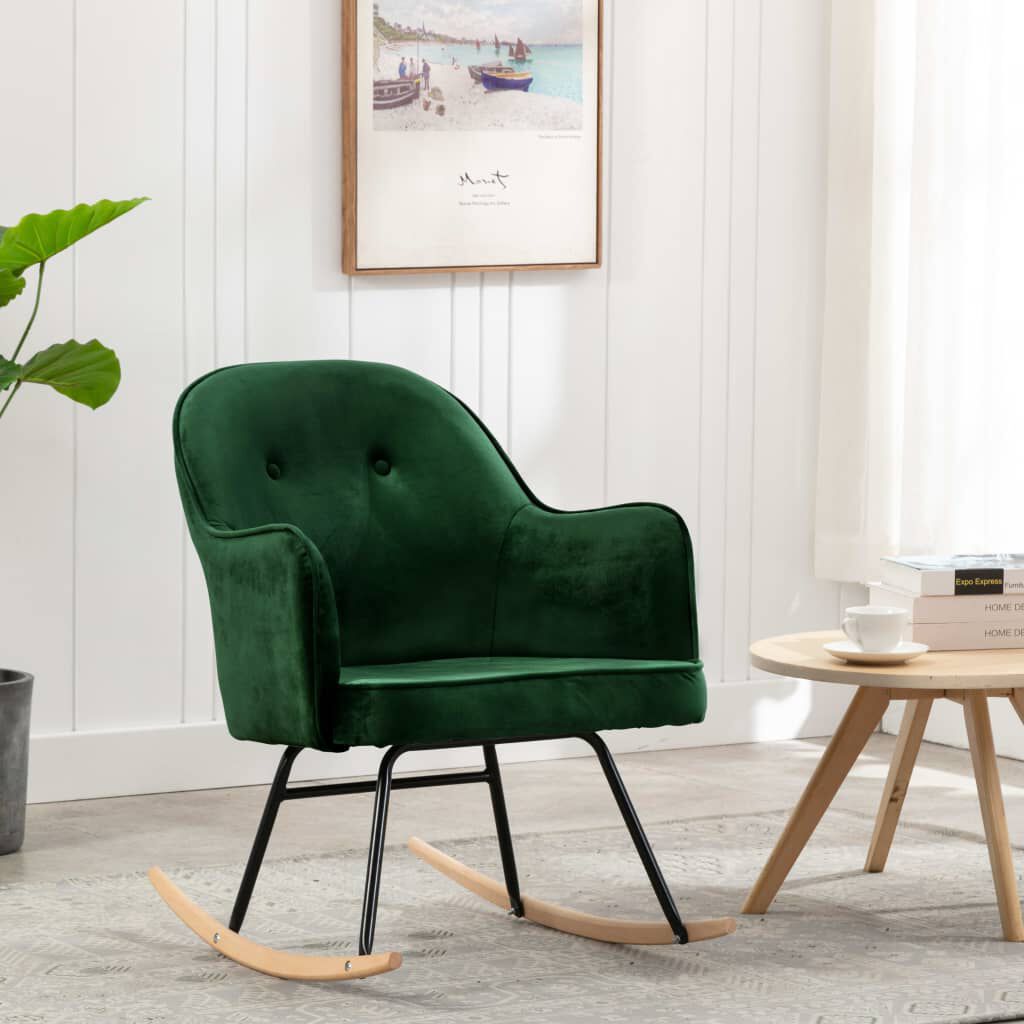 vidaXL Schommelstoel Donkergroen Bekleed met Fluweel