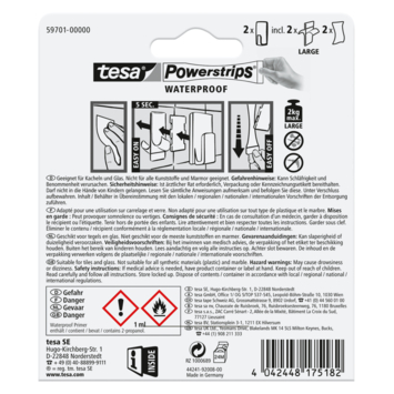 Tesa Haak Powerstrip Rechthoek Wit Kunststof - 2 Stuks