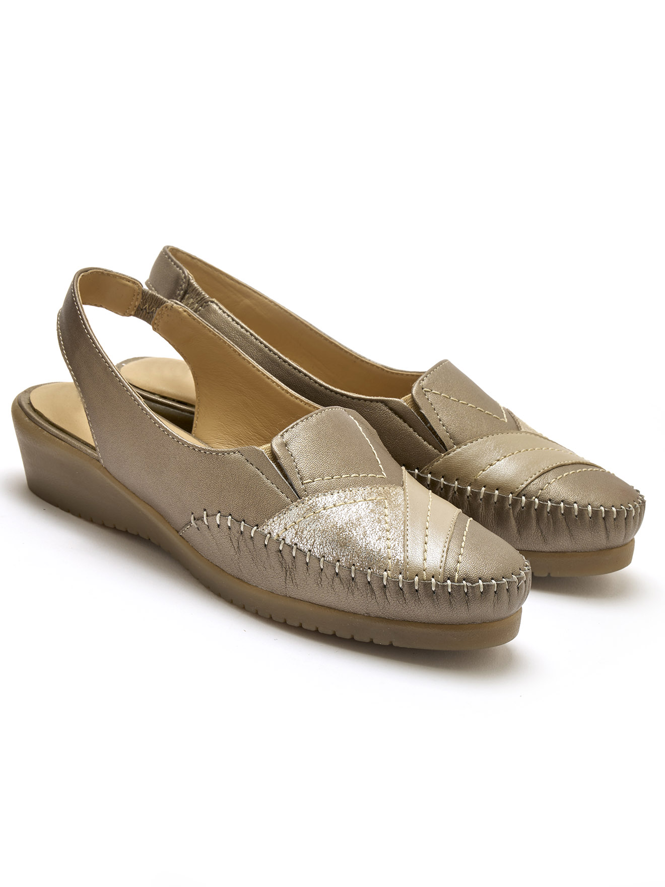 Sandales élastiquées tout cuir