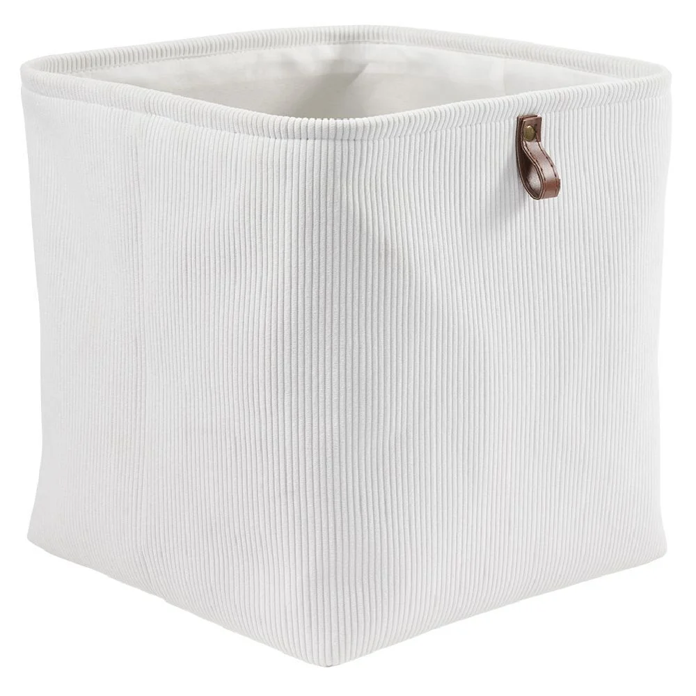 Panière Box Cube effet velours 31x31x31cm blanc