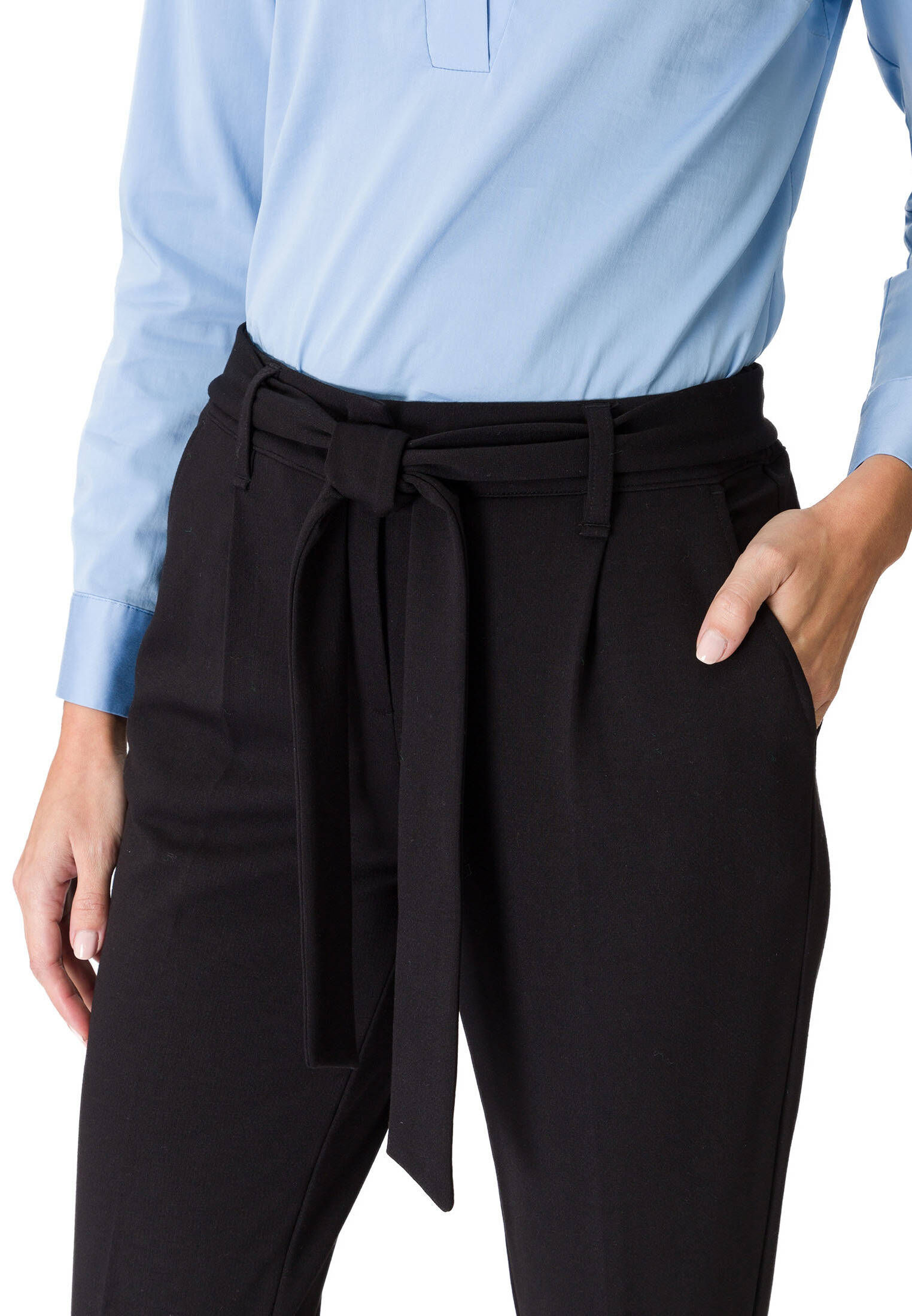 zero| Damen Stoffhose mit Bindegürtel