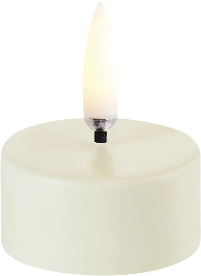 Uyuni LED tealight 400~ battery incl. , Ivory wax, Smooth, 4x2,1 cm Creme