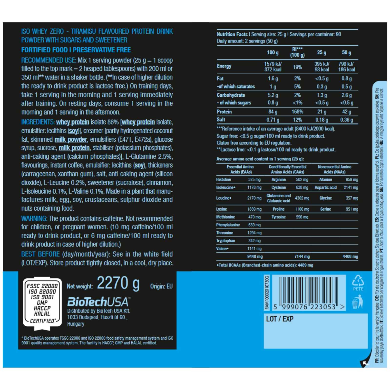 Biotech USA Iso Whey Zero 500g