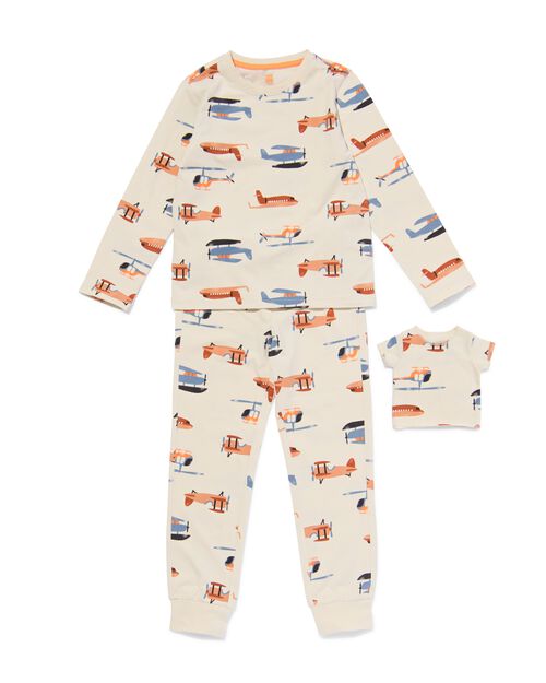 pyjama en coton stretch extensible avion avec pyjama pour doudou blanc cassé