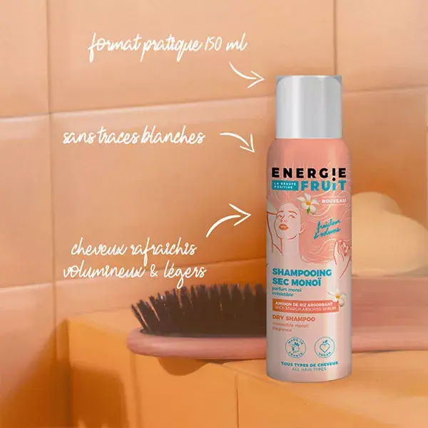 Shampoo Seco Energy Fruit para Cabelos, Frescor e Volume Monoi 150ml