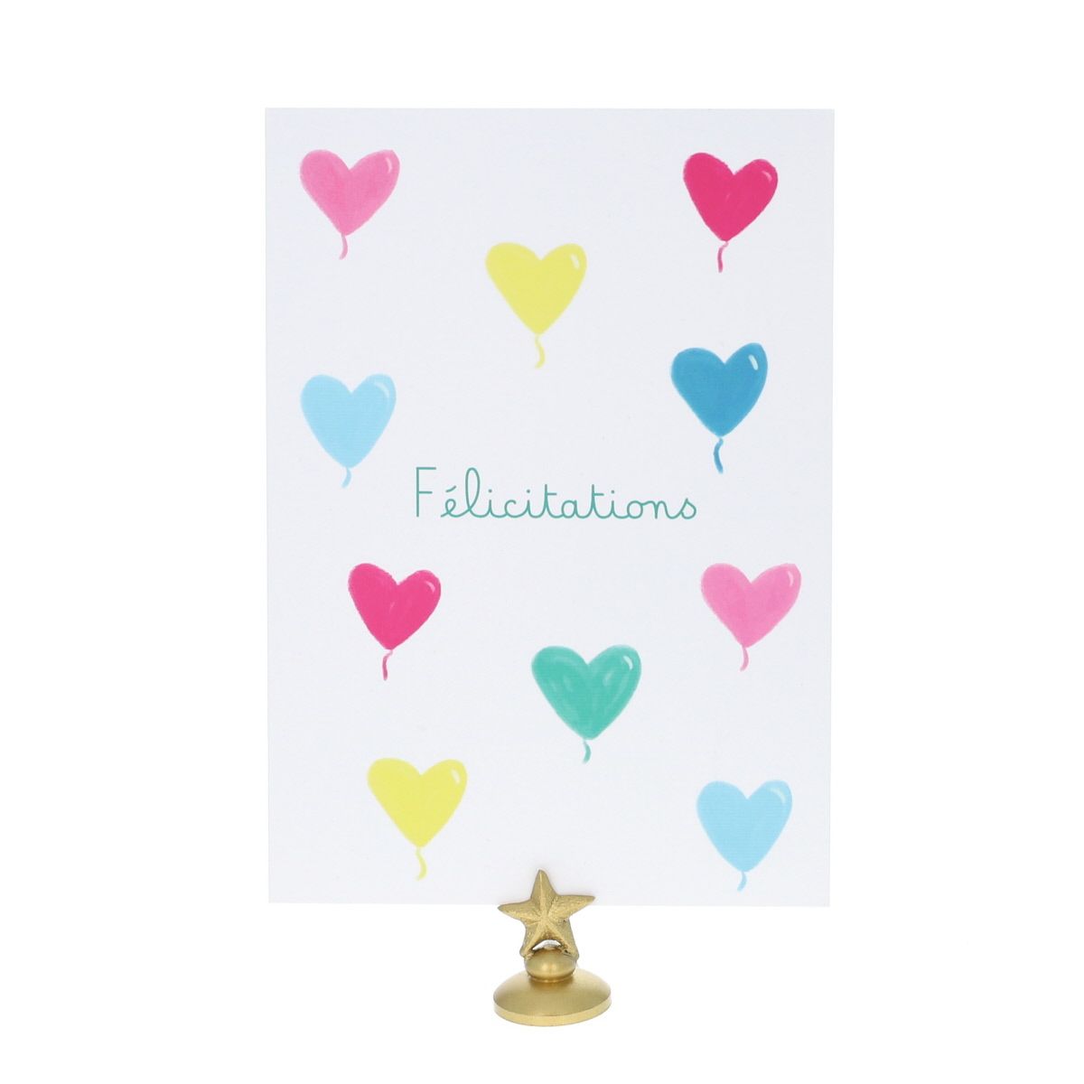 Carte félicitations ballons cœurs multicolores Le petit Souk