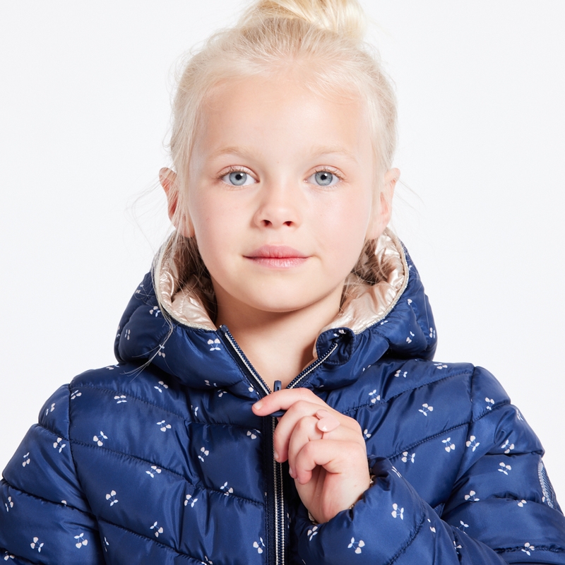 Doudoune légère réversible bleue fille