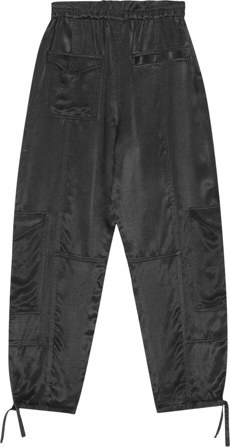 Ganni Washed Satin Pocket Pants Black