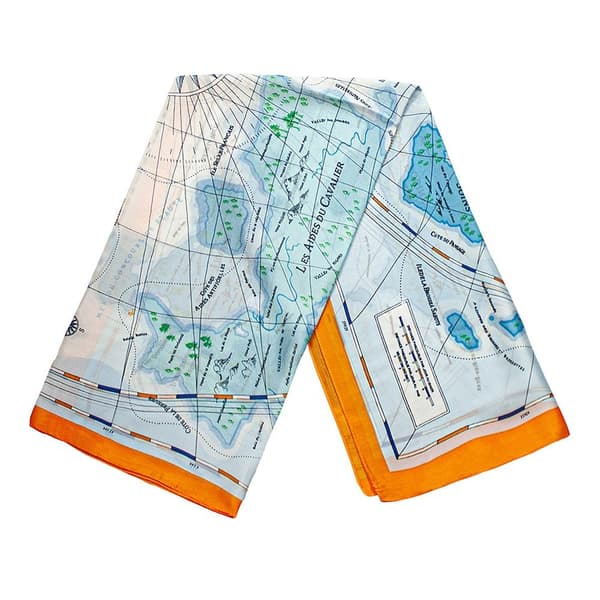 Skjerf med kartmotiv - Blå og Oransje, Nr. 28