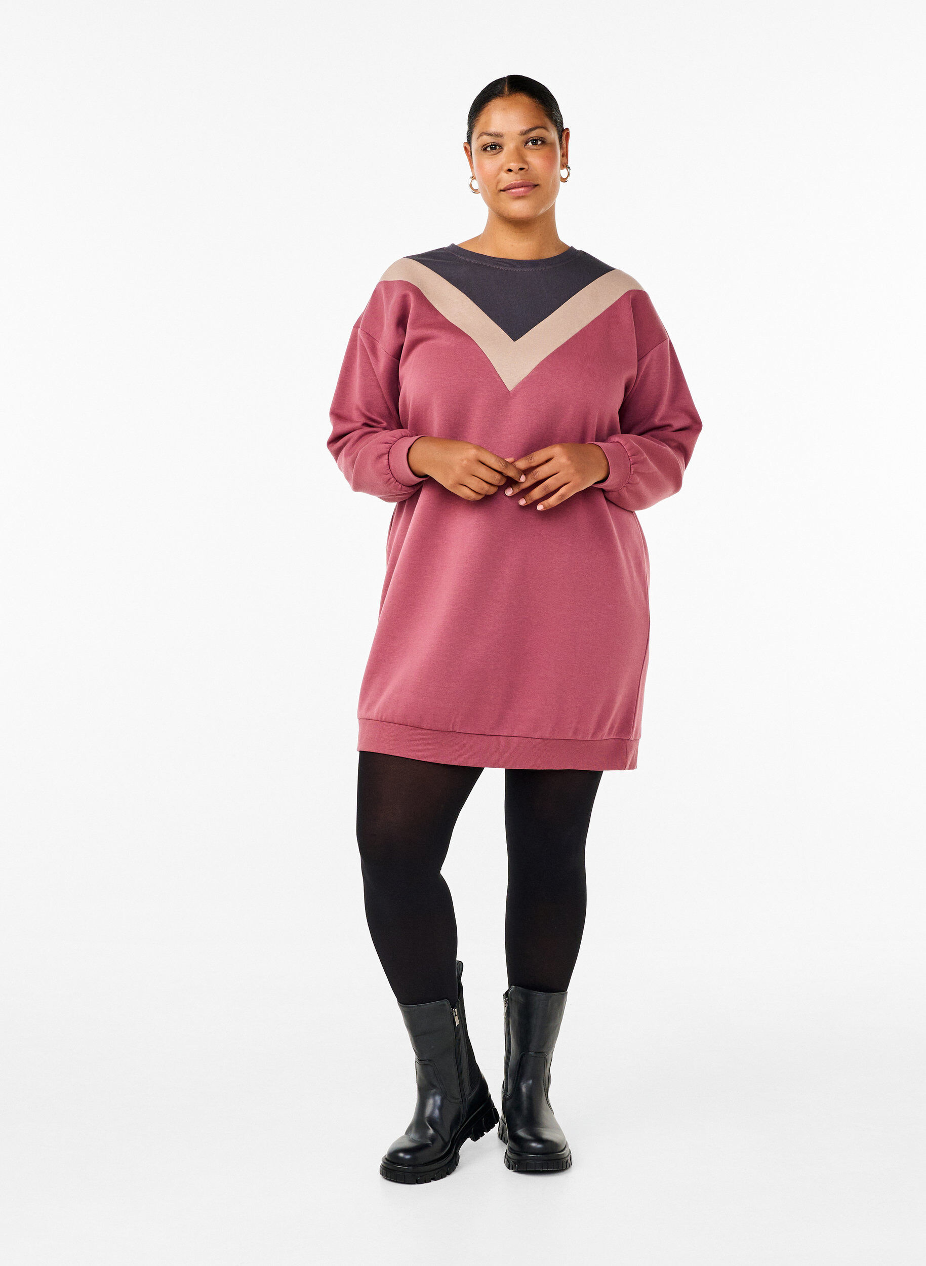 Lang sweatshirt med colorblock