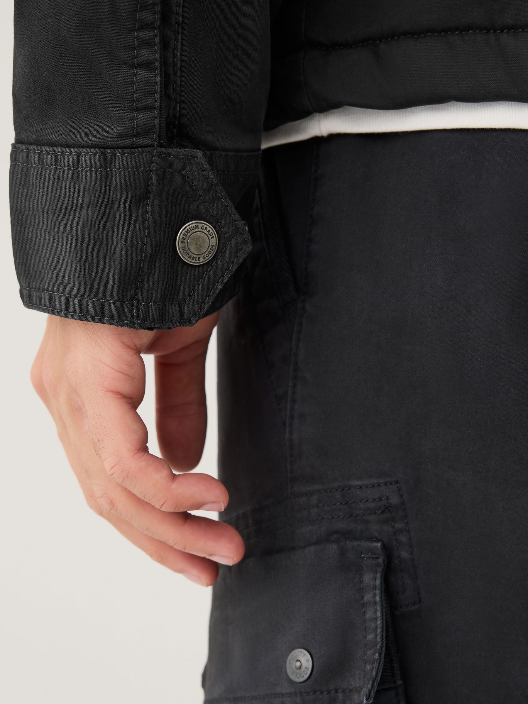 Zwart - Borg Lined Zip Through Funnel Jacket