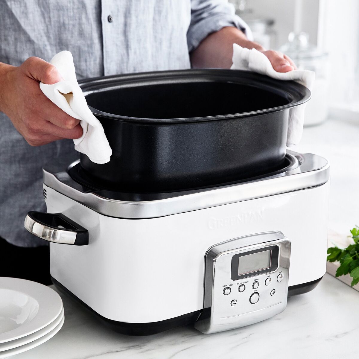 Elite Slow Cooker, cloud cream
