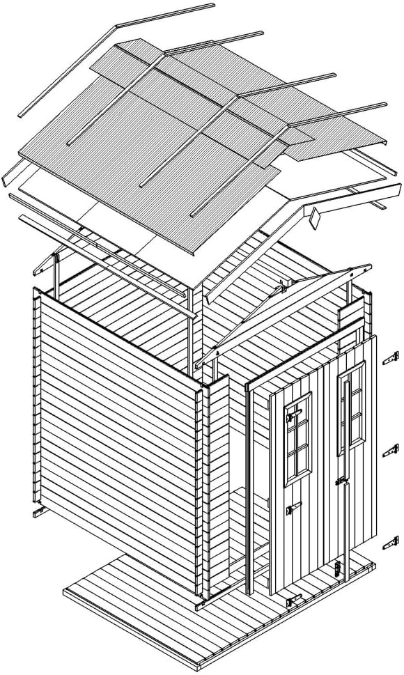 Holzhaus Gartenhaus TIMBELA M369C+M369G - Gartenschuppen Holz mit Boden Imprägnierte B236xL226xH218 cm/ 4.33 m2 Lagerschuppen für Garten - Fahrrad Schuppen - Wasserfestes Dach