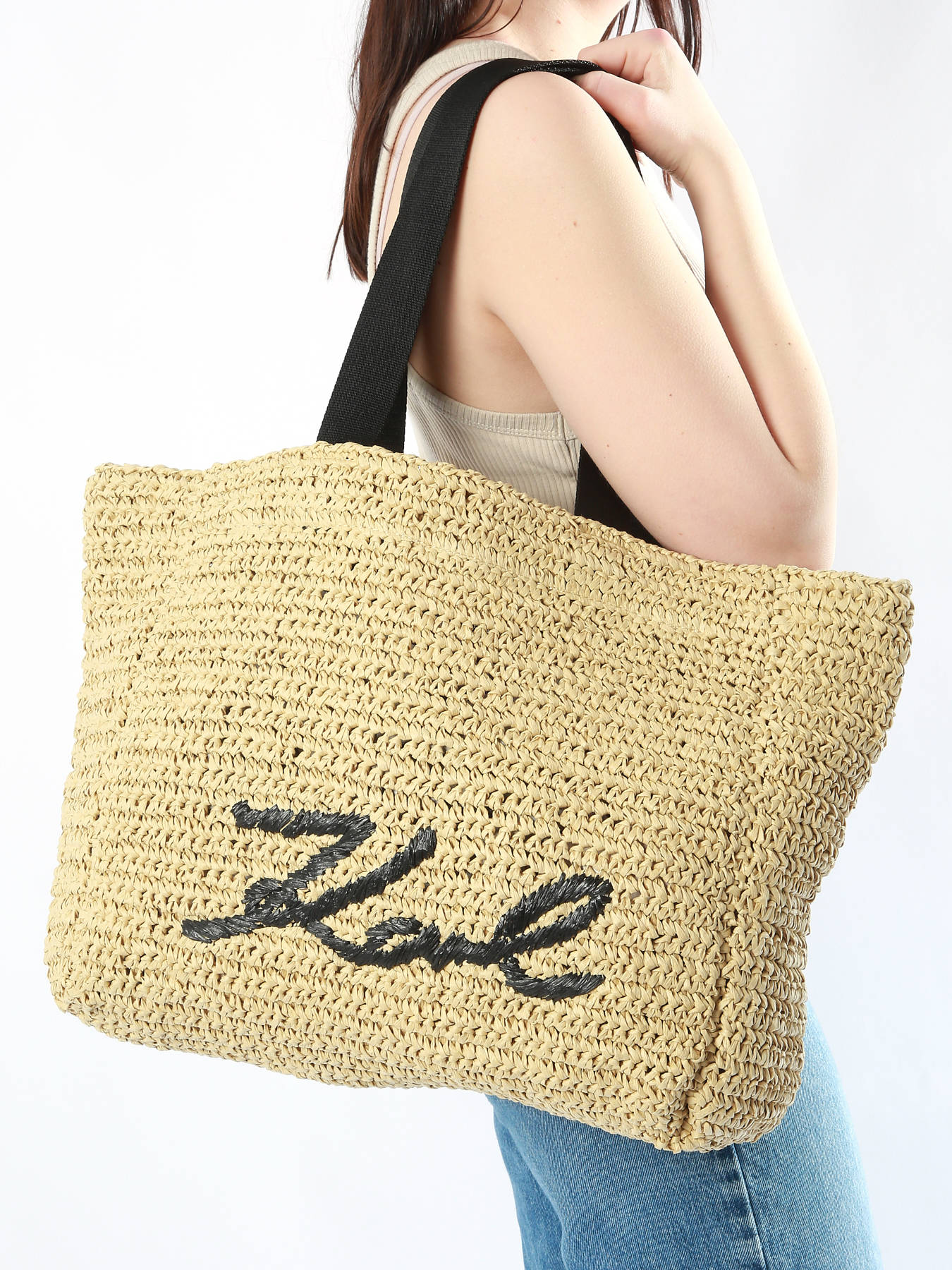 Cabas K signature raphia KARL LAGERFELD