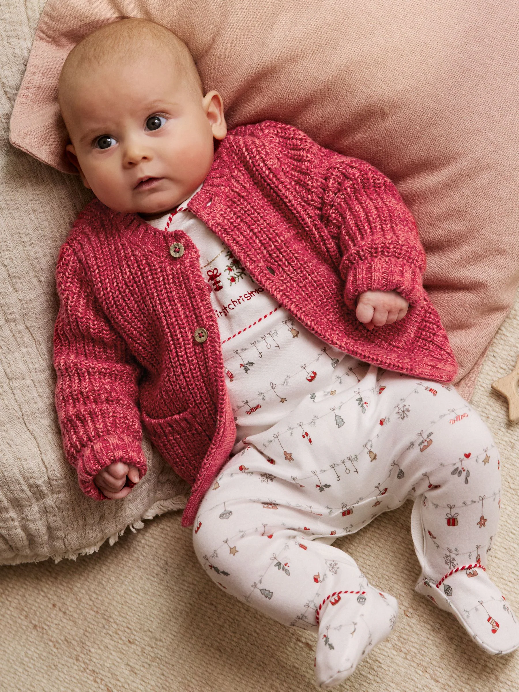 Rood - My First Christmas gebreid babyvest