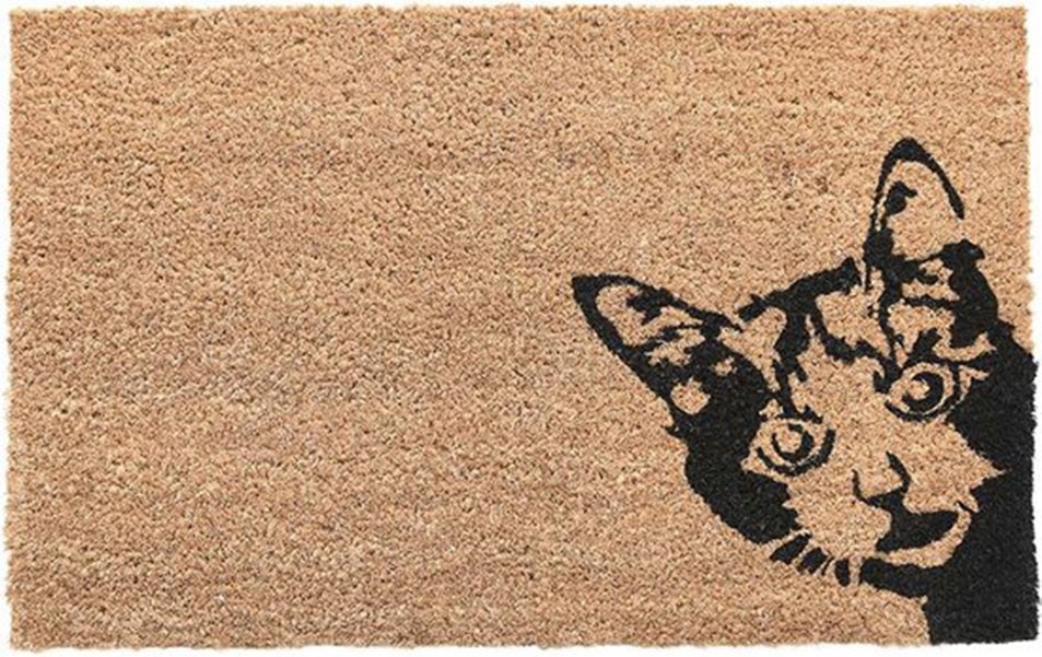 Esschert Design kokosmat Kiekeboe kat naturel 60 x 40 cm