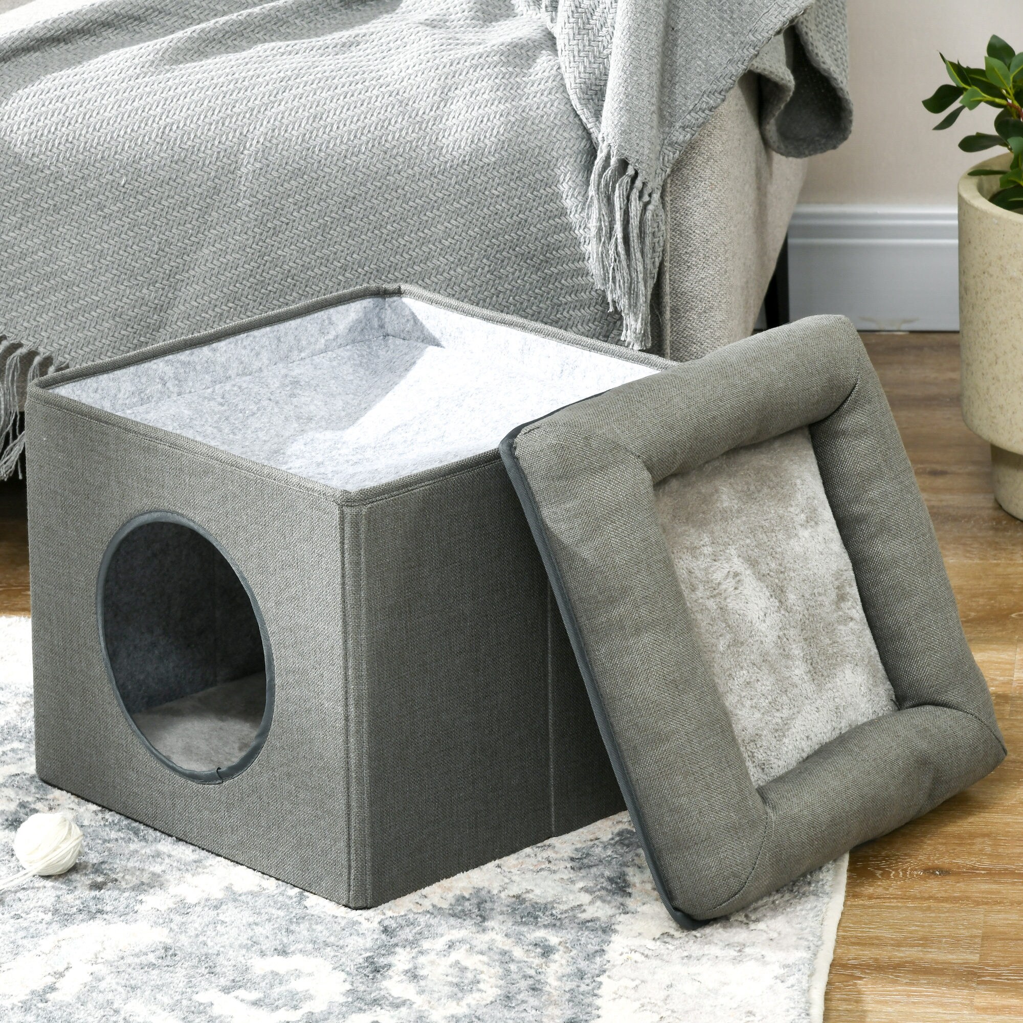 PawHut Katzenhöhle mit weichem Kissen grün 36,5L x 36,5B x 33Hcm