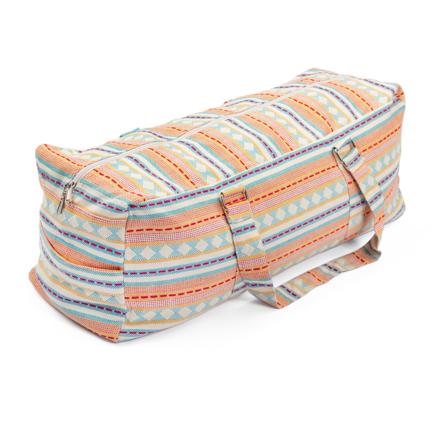 bodhi ETHNO Collection: Yoga Kit Bag Jacquard-Webstoff, apricot-hellblau gemustert