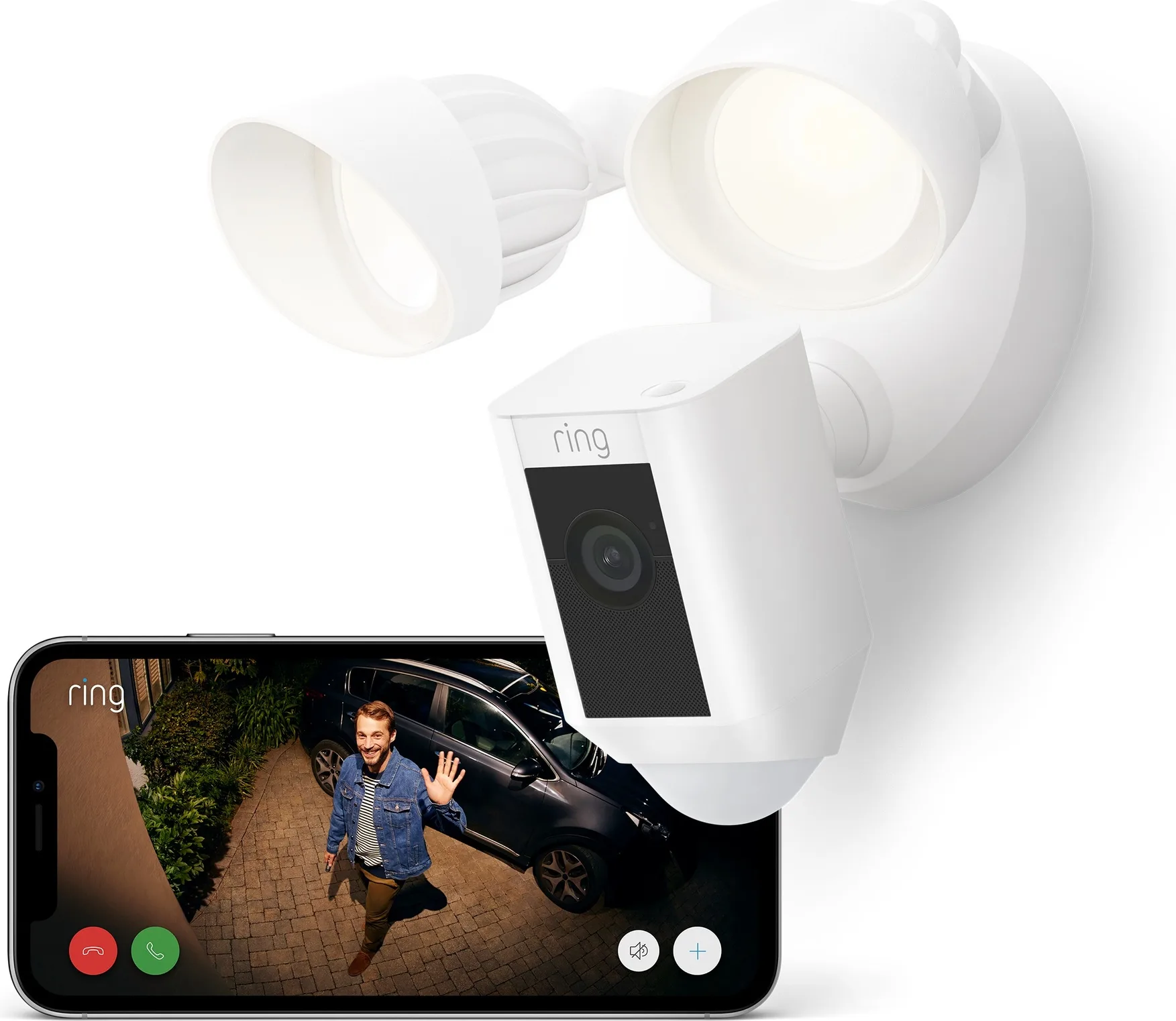 Ring Floodlight Cam Wired Plus Blanc Caméra de surveillance