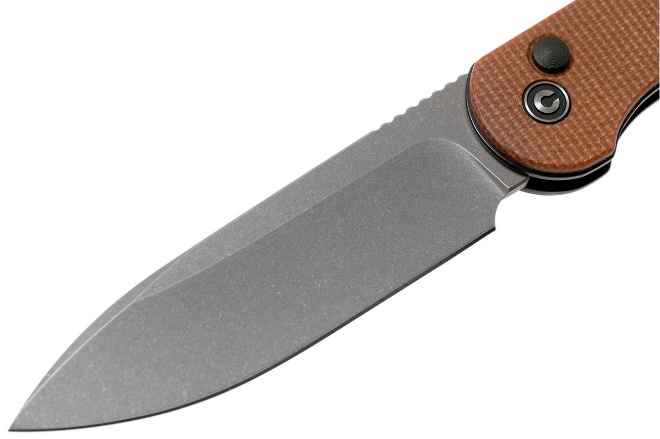 Civivi Elementum Button Lock C2103D Stonewashed, Brown Micarta zakmes