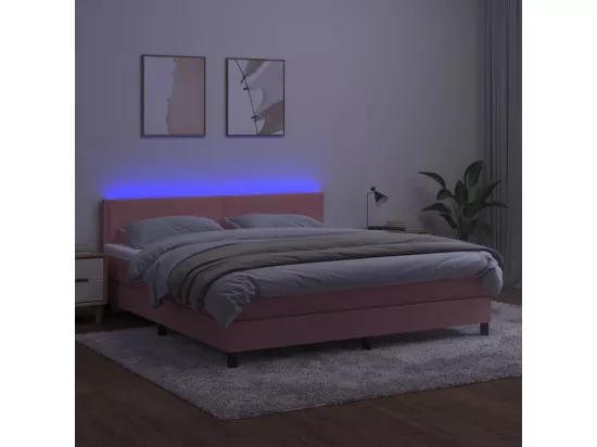 Sommier tapissier avec matelas et LED Rose 180x200 cm Velours