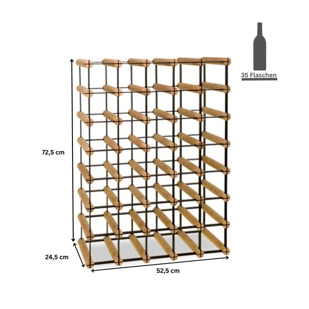 PROREGAL Modulair Wijnrek Vinotega Mod Metaal HxBxD 72,5 x 52,5 x 24,5 cm 5 x 7 Flessen Massief Dennenhout Bruin Geolied