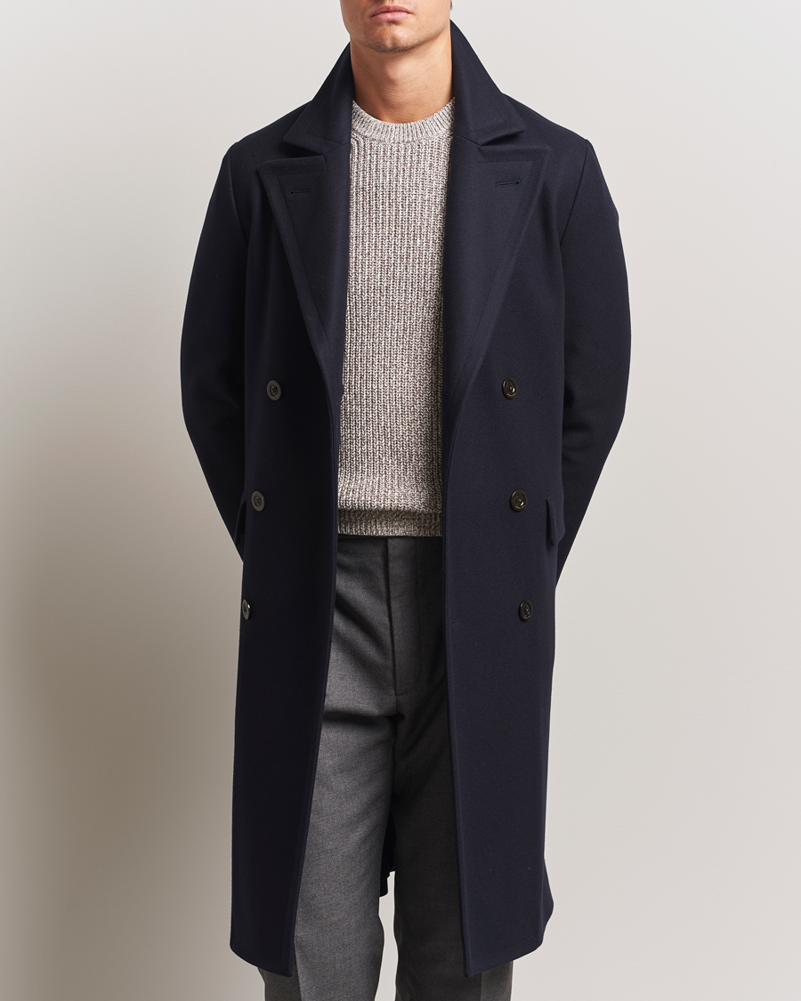 Boglioli Double Breasted Wool Coat Navy