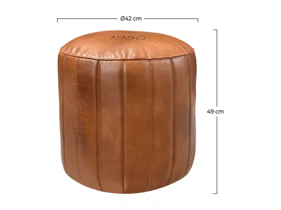 Pouf rond en cuir marron D42 cm - Bally