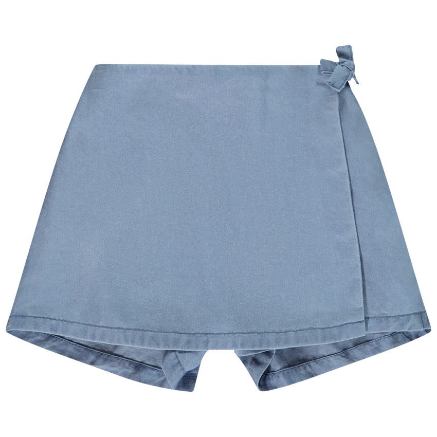 Jupe short noué à la taille pour fille - Bleu