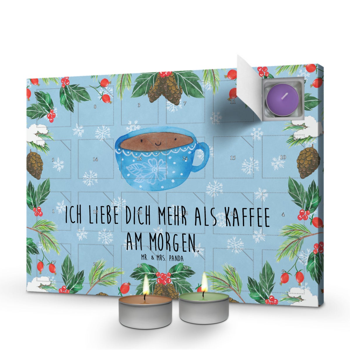 Mr. & Mrs. Panda Geurkaars Adventskalender Koffiekopje - Pastelblauw