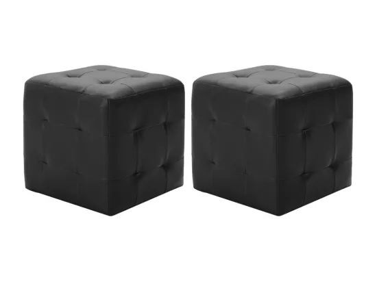 Poufs 2 pcs Noir 30 x 30 x 30 cm Similicuir