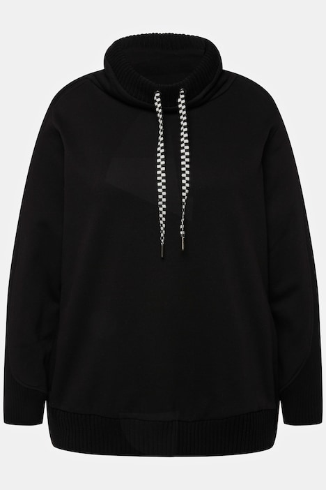 Sweatshirt, Rippeinsätze, Stehkragen, Langarm