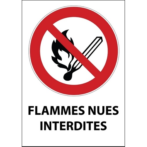 Panneau d'interdiction - Flammes nues interdites - P003 - ISO 7010