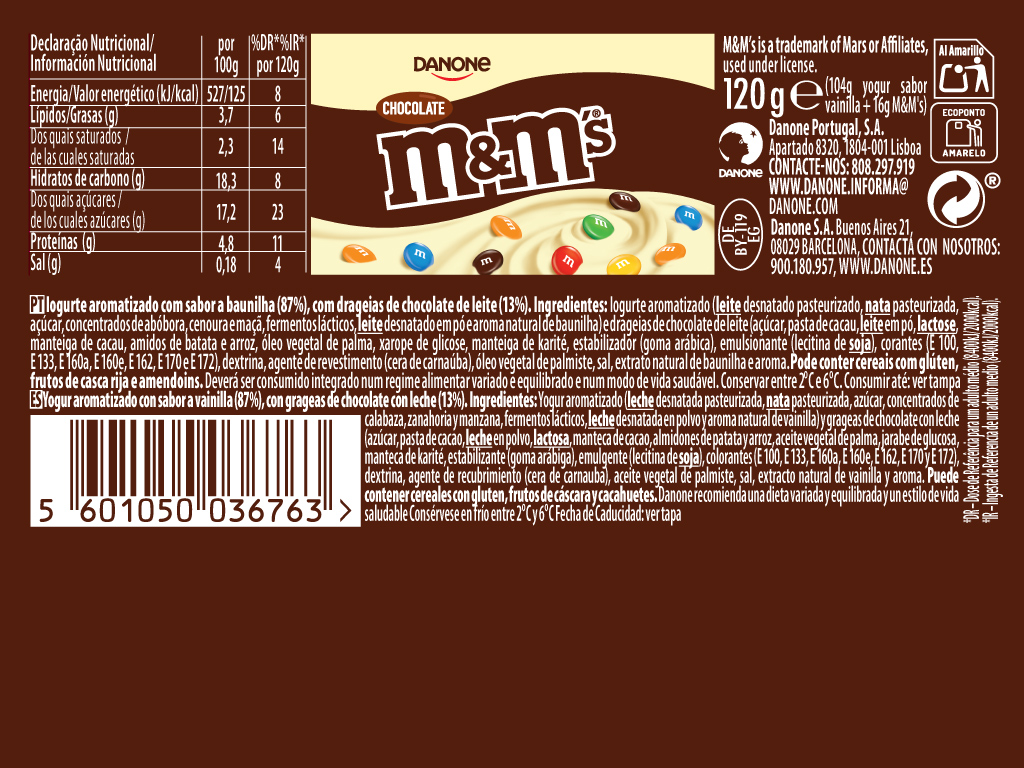 IOGURTE DANONE M&MS 120G