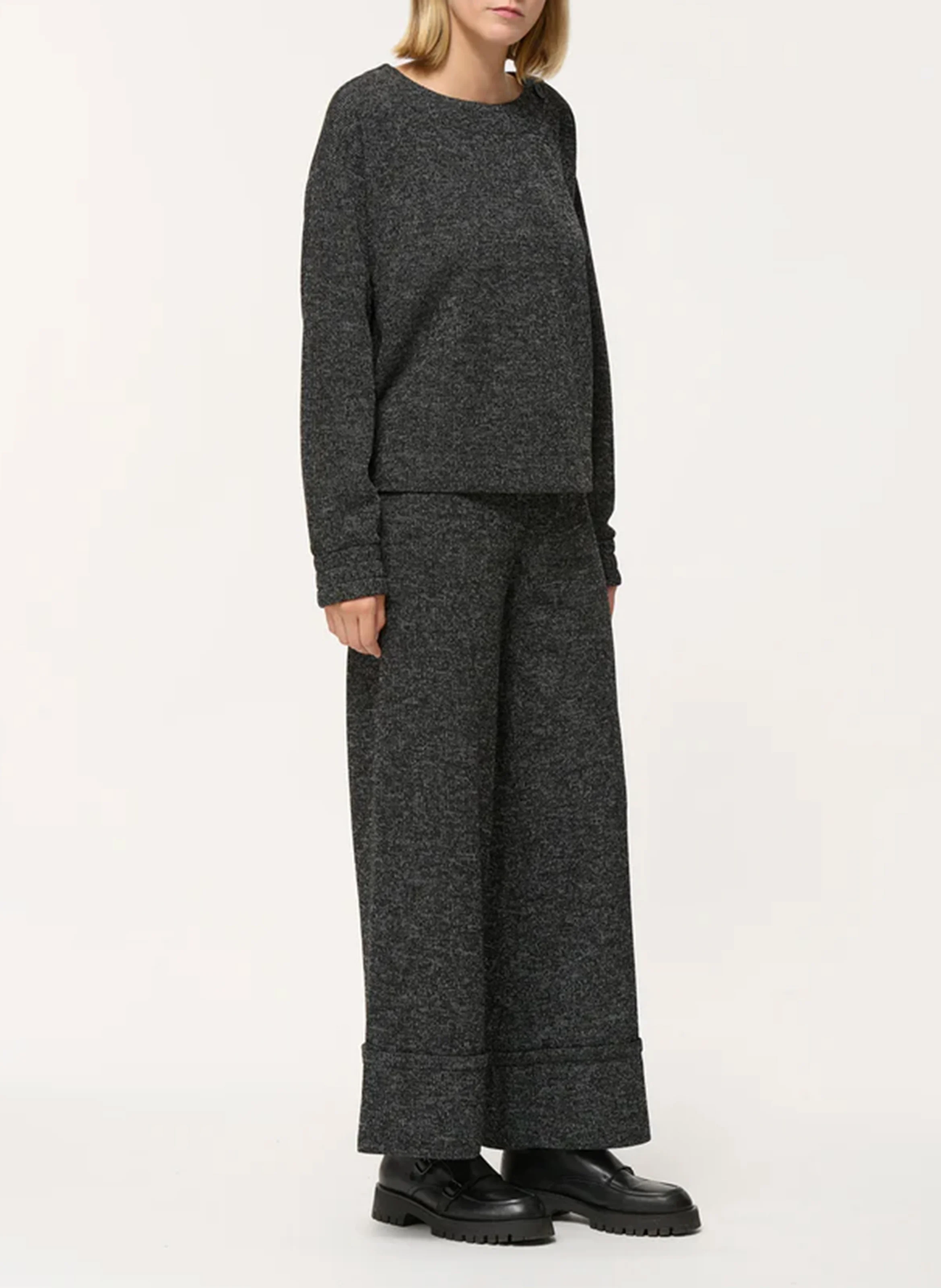 Pantalon large en maille | Noir