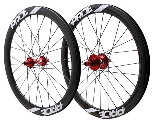 Paire de Roues Pride Gravity/Control UD Gloss Disque Carbone 36H Moyeu Rouge