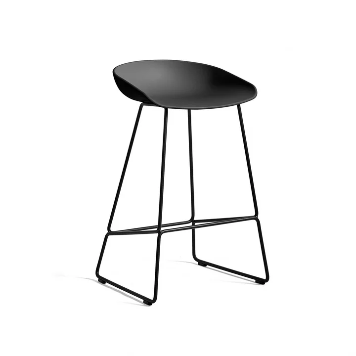 HAY - About A Stool AAS 38 Barhocker H 76, black 2.0 (Kunststoffgleiter)