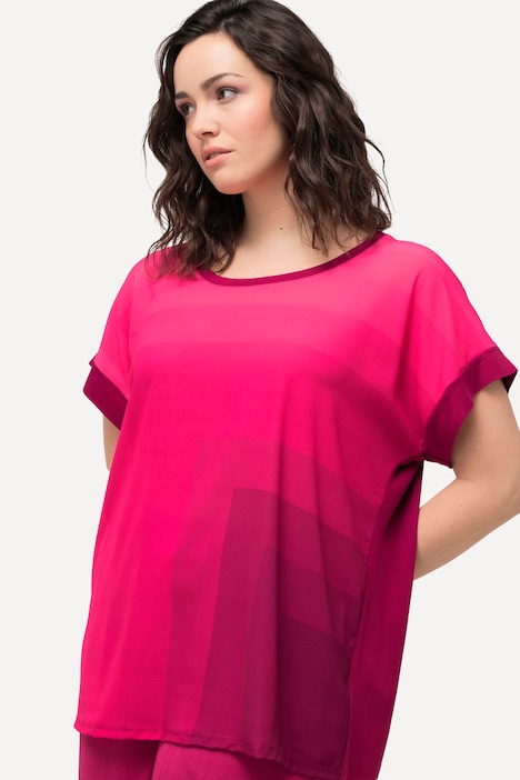 Blusenshirt, Oversized, Rundhals, Halbarm